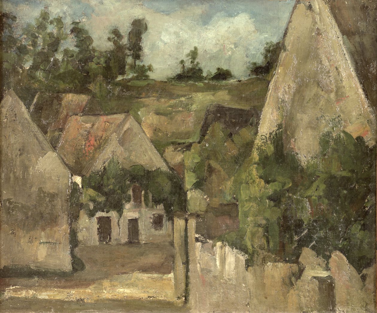 Korsning vid Rue Remy, Auvers, ca 1872 av Paul Cézanne