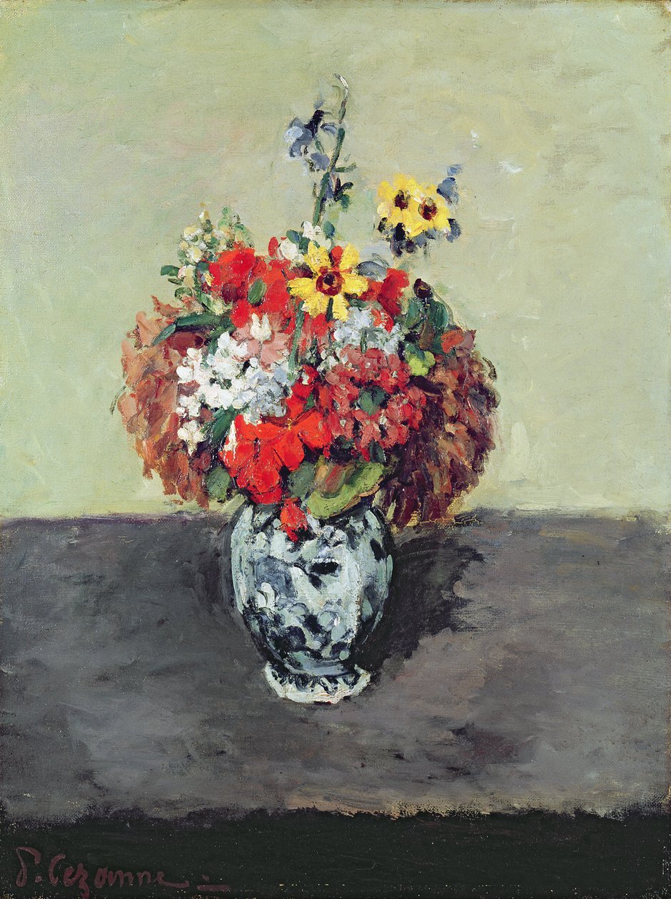 Blommor i en Delfts vas, ca 1873-75 av Paul Cézanne