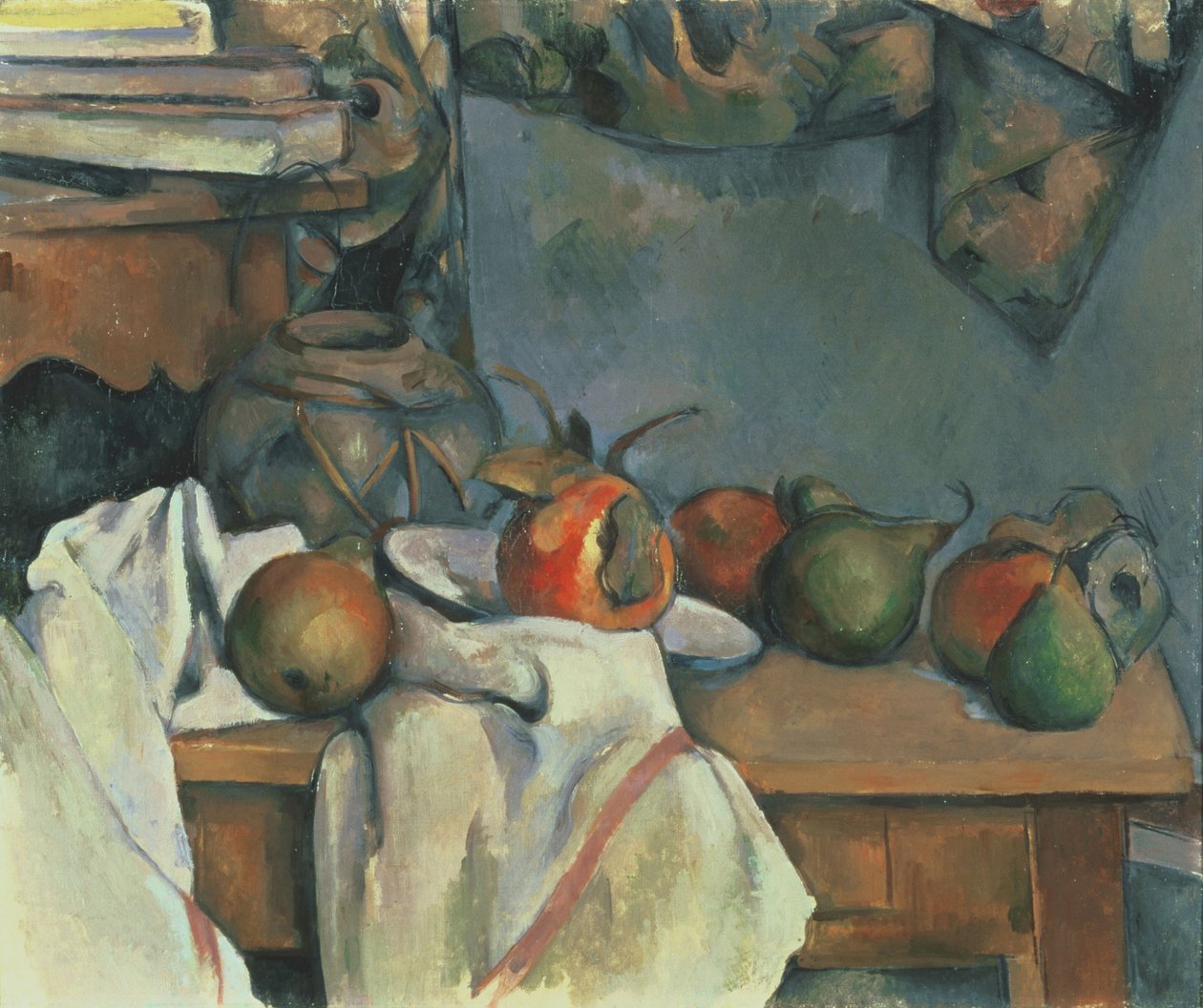 Ginger potten med granatäpple och päron av Paul Cézanne