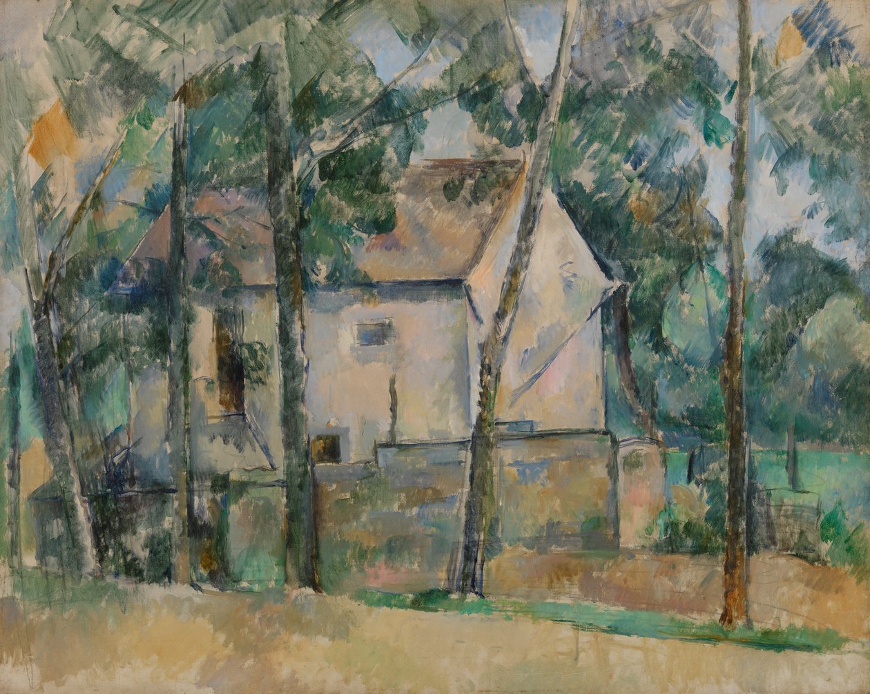 Hus och träd, 1888-90 av Paul Cézanne