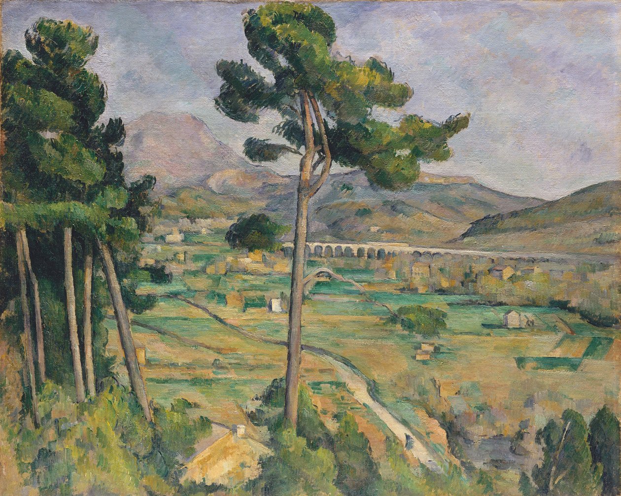Landskap med viadukt: Montagne Sainte-Victoire, c.1885-87 av Paul Cézanne