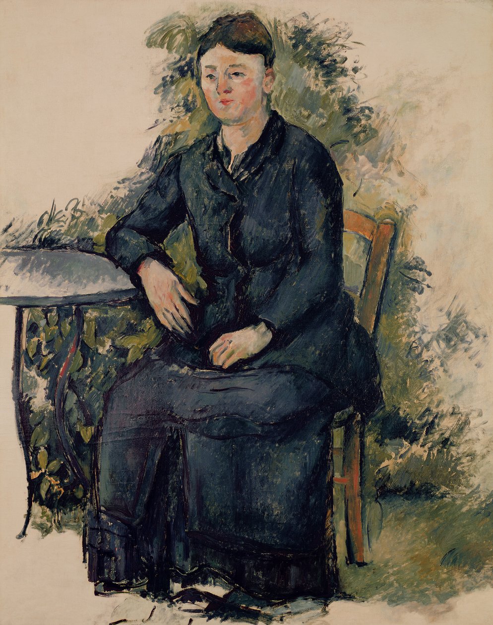 Madame Cezanne i trädgården, 1880-82 av Paul Cézanne