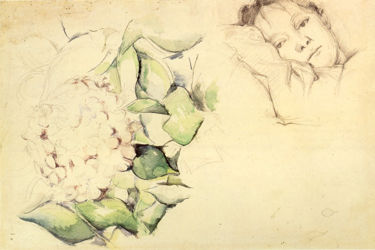Madame Cézanne with Hydrangeas av Paul Cézanne