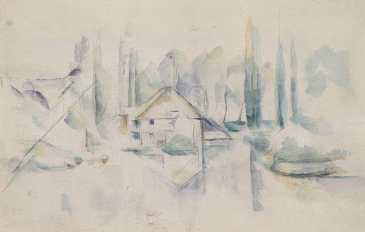 Hus vid vattnet av Paul Cézanne