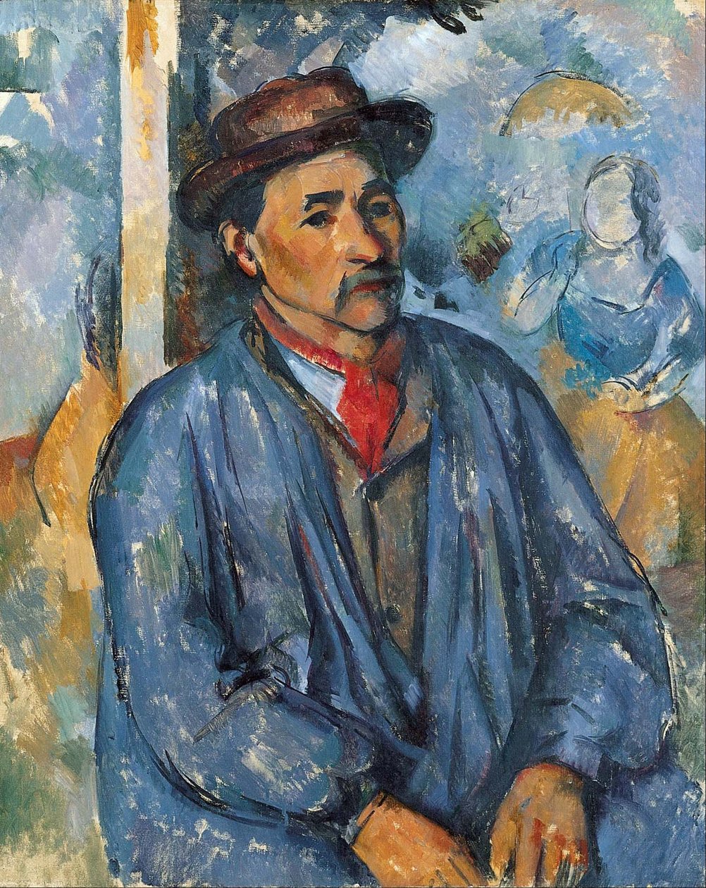 Man i en blå Smock av Paul Cézanne