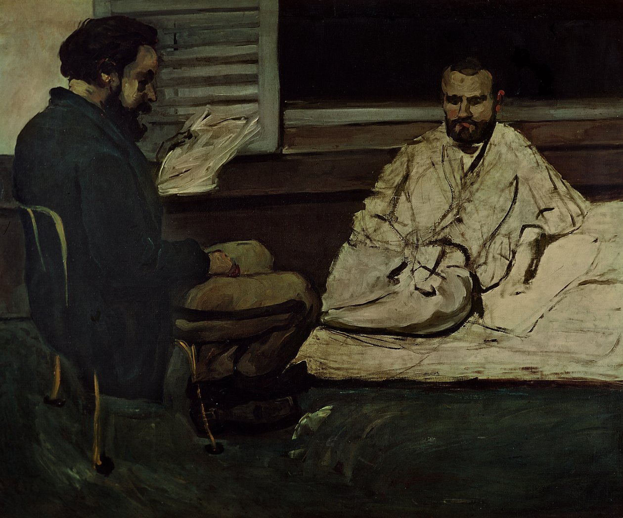 Paul Alexis (1847-1901) Läser ett manuskript till Emile Zola (1840-1902) 1869-70 av Paul Cézanne