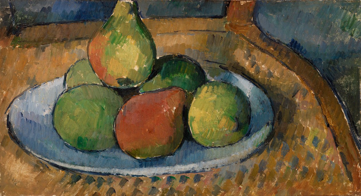 Tallrik med frukt på en stol, 1879-80 av Paul Cézanne