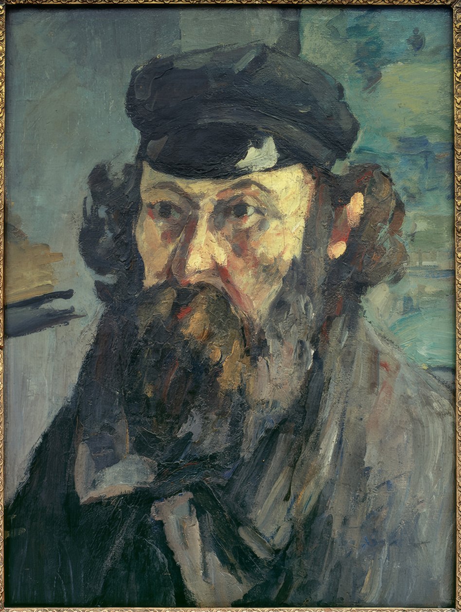 Porträtt av Cézanne med en keps av Paul Cézanne