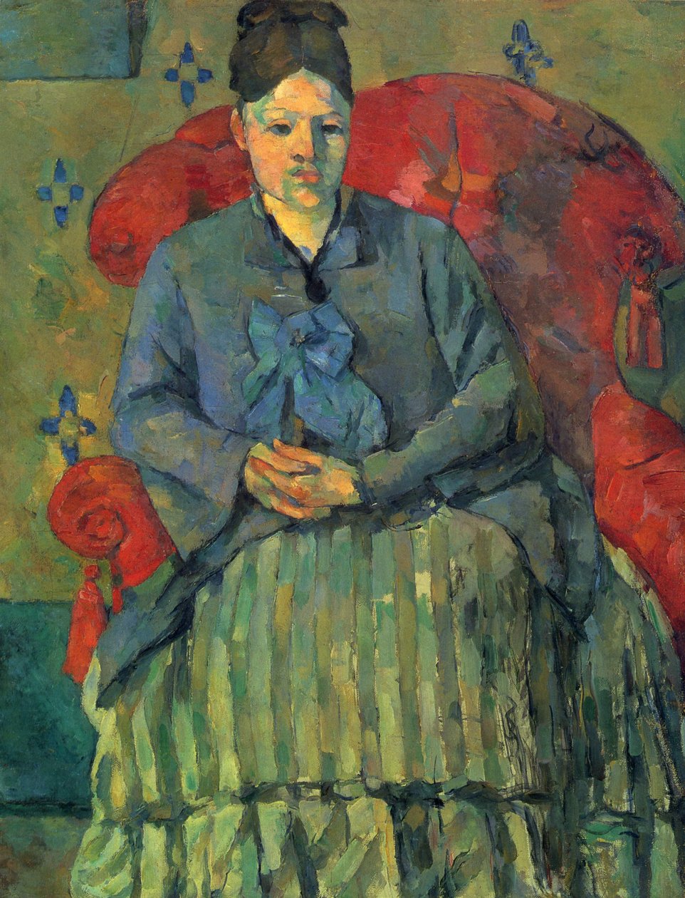 Porträt der Mme Cézanne in rotem Lehnstuhl av Paul Cézanne