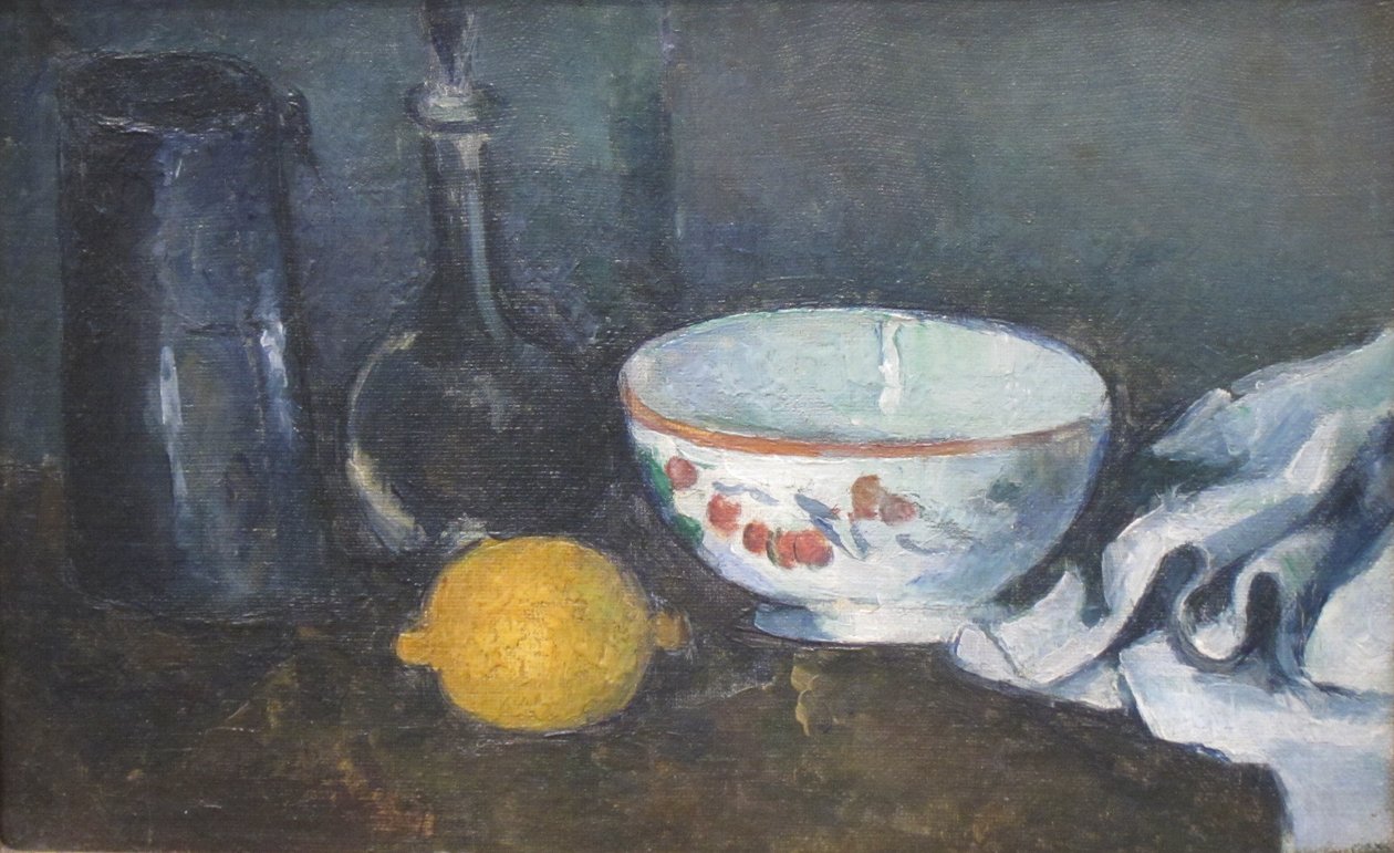 Still-life in Blue with Lemon av Paul Cézanne