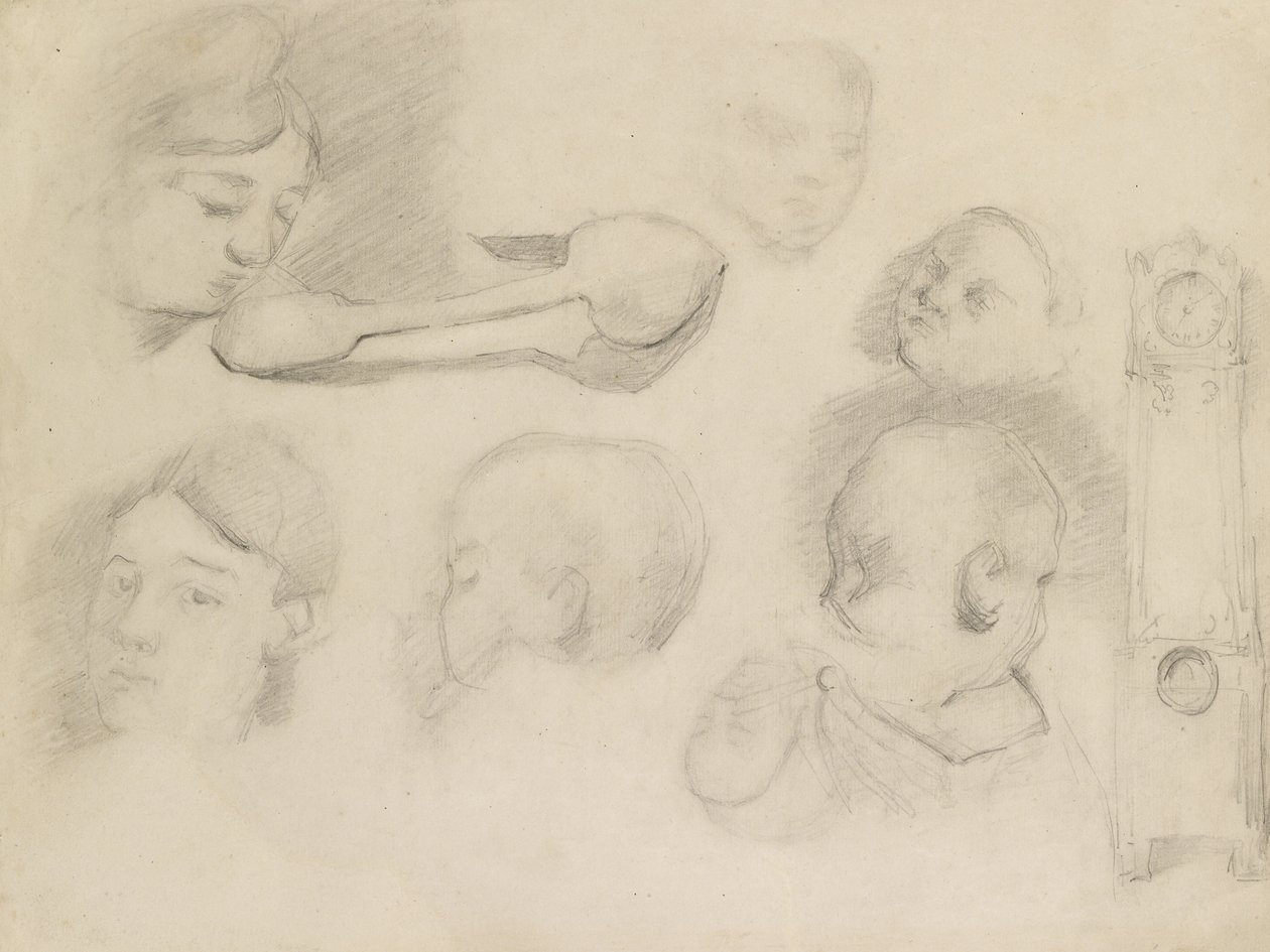 Studier av en mor och ett barn, 1800-talet av Paul Cézanne