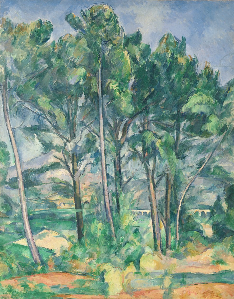 Akvedukten (Montagne Sainte-Victoire sedd genom träd), ca 1885-87 av Paul Cézanne