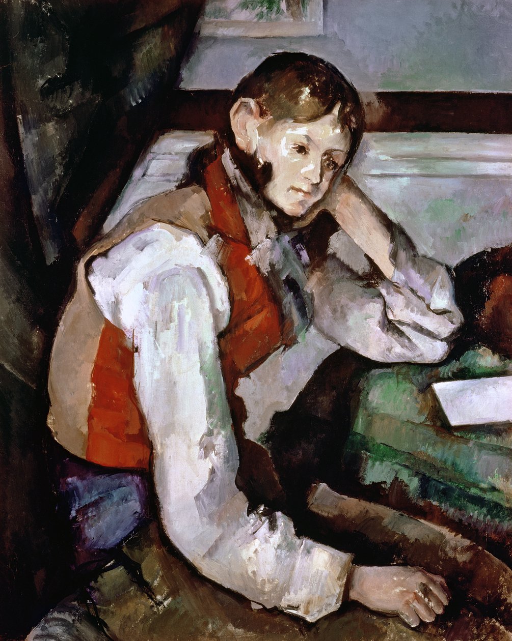 Pojken i den röda västen, 1888-90 av Paul Cézanne