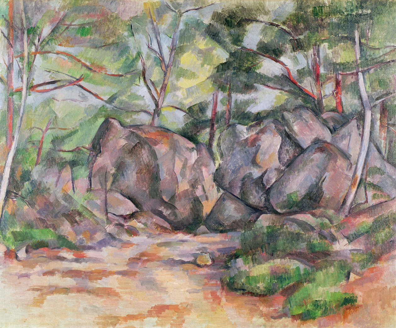 Skog med stenblock, 1893 av Paul Cézanne