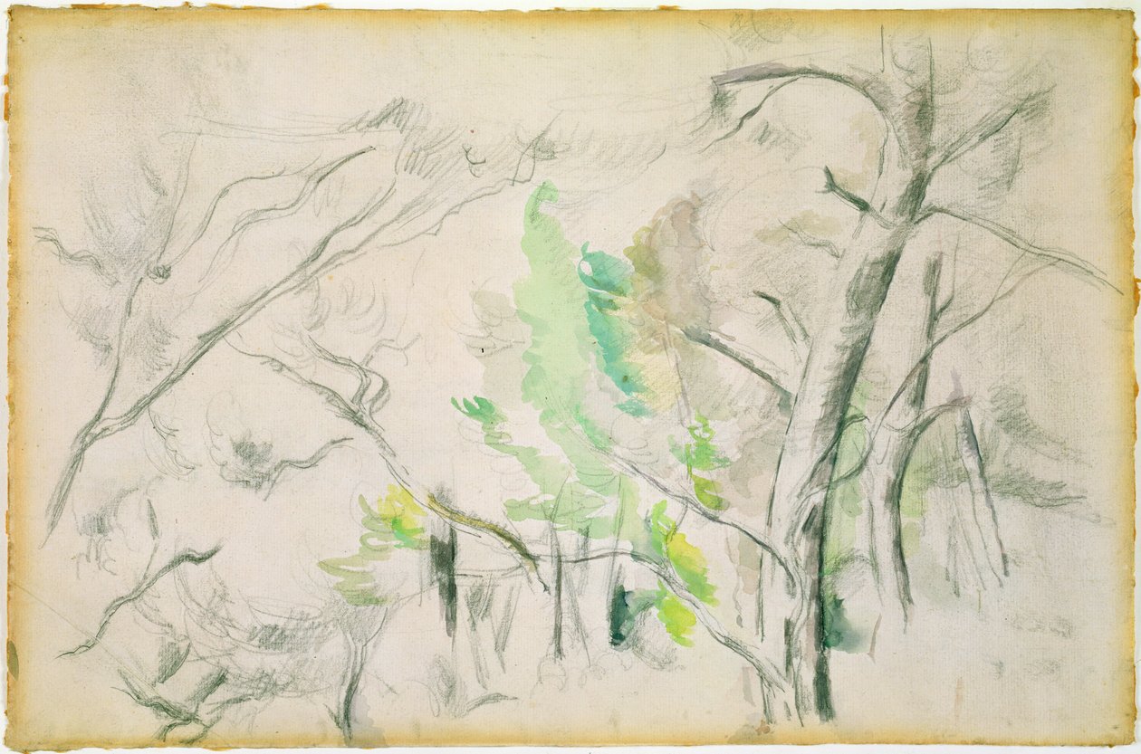 Woodside (wc på papper) av Paul Cézanne