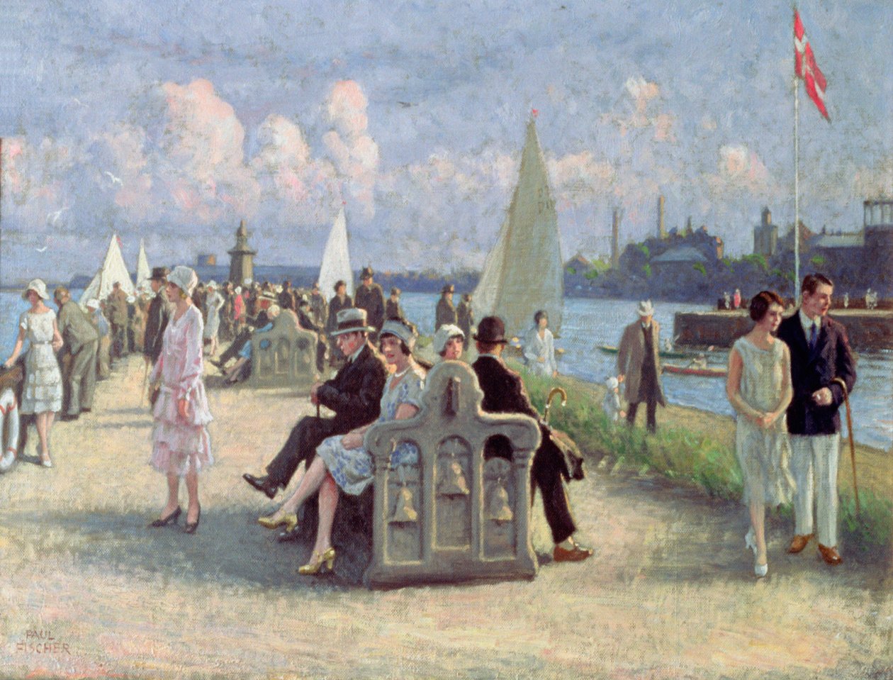 Människor på en strandpromenad av Paul Fischer