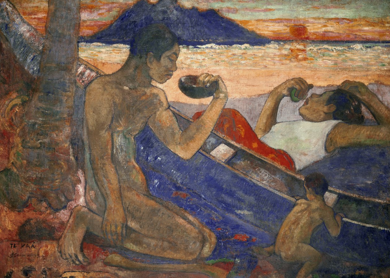 En kanot (familj från Tahiti), 1896 av Paul Gauguin