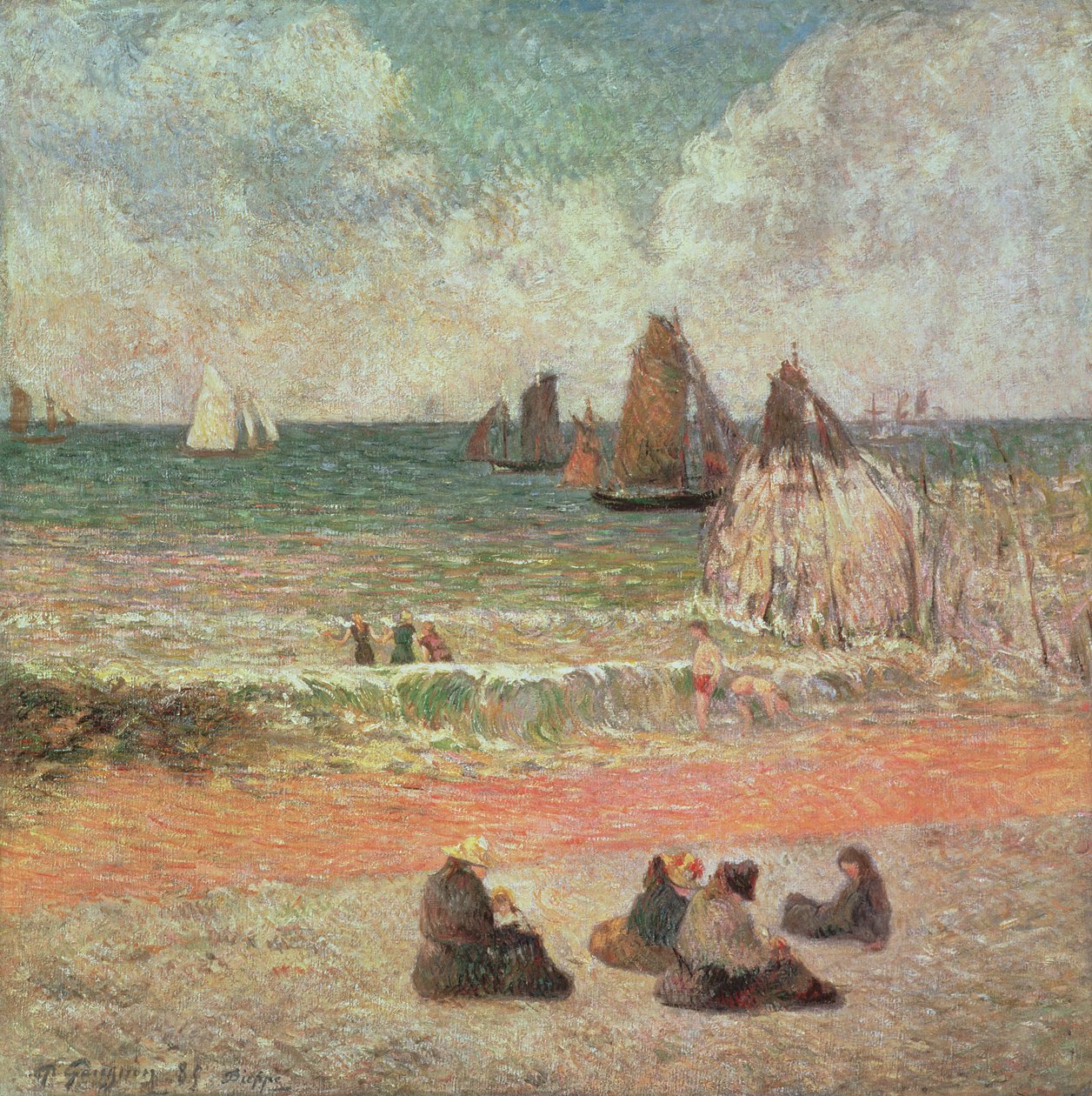 Badning, Dieppe, 1885 av Paul Gauguin