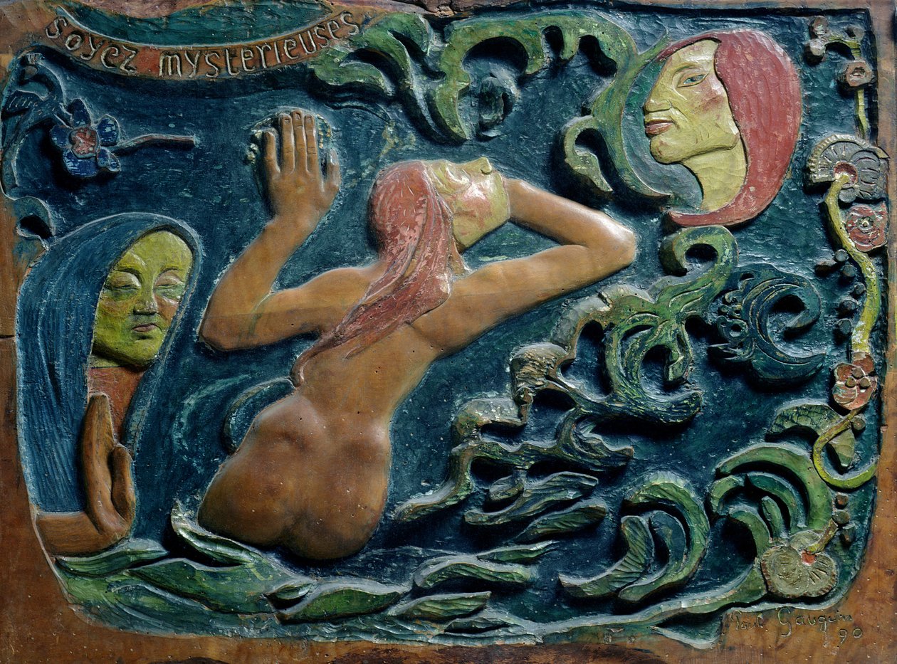 Var mystisk, 1890 (trä) av Paul Gauguin
