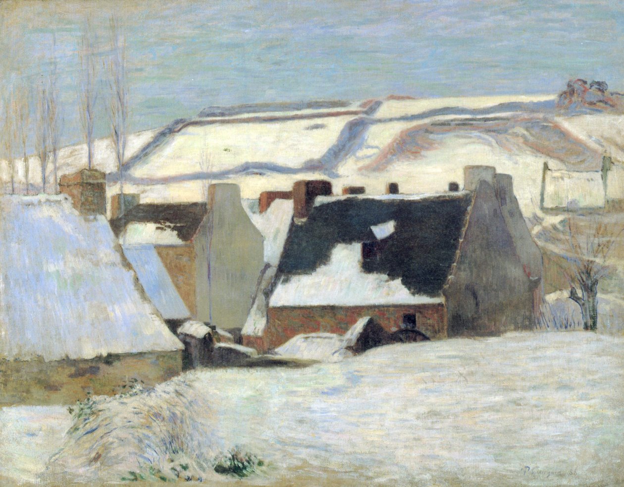 Bretonisches Dorf im Schnee av Paul Gauguin