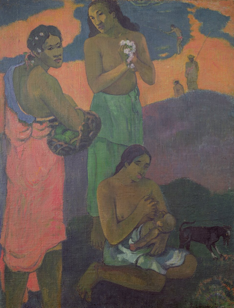Maternity, eller tre kvinnor vid havet, 1899 av Paul Gauguin