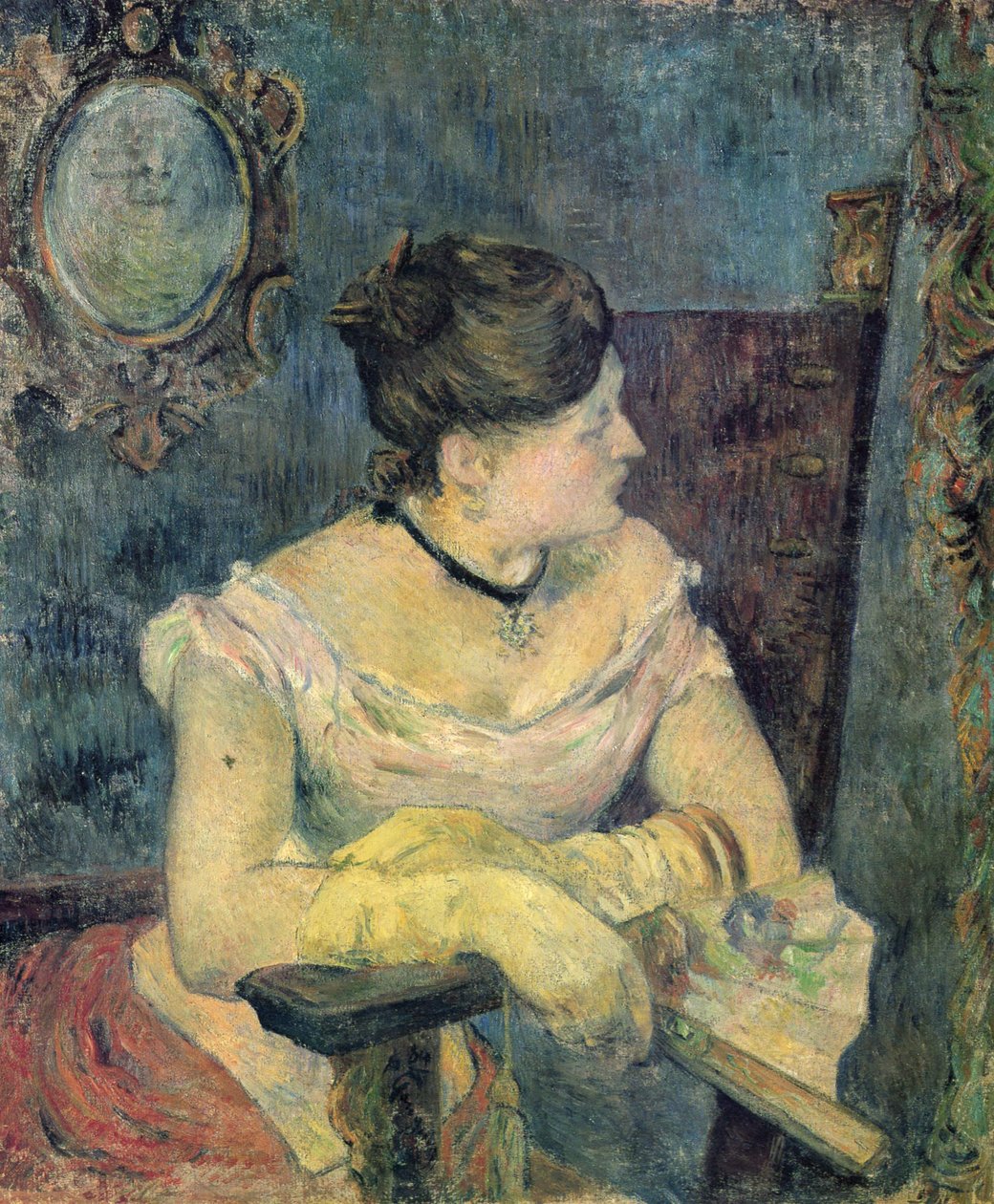 Porträt der Mme Gauguin im Abendkleid av Paul Gauguin
