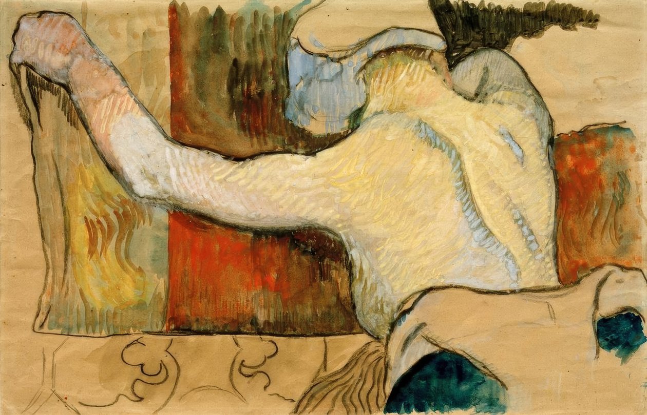 Studie för kvinnor med gris- eller middagsvärme av Paul Gauguin