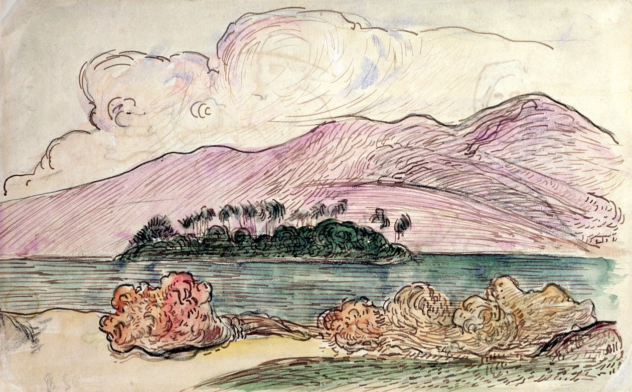 Tahitiskt landskap av Paul Gauguin