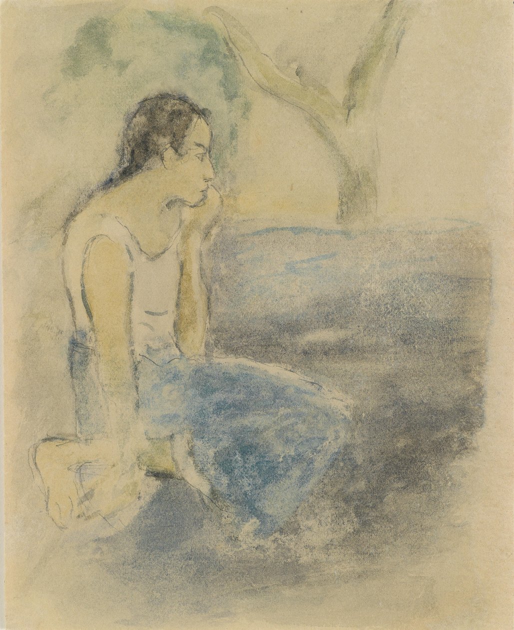 Tahitien assis av Paul Gauguin
