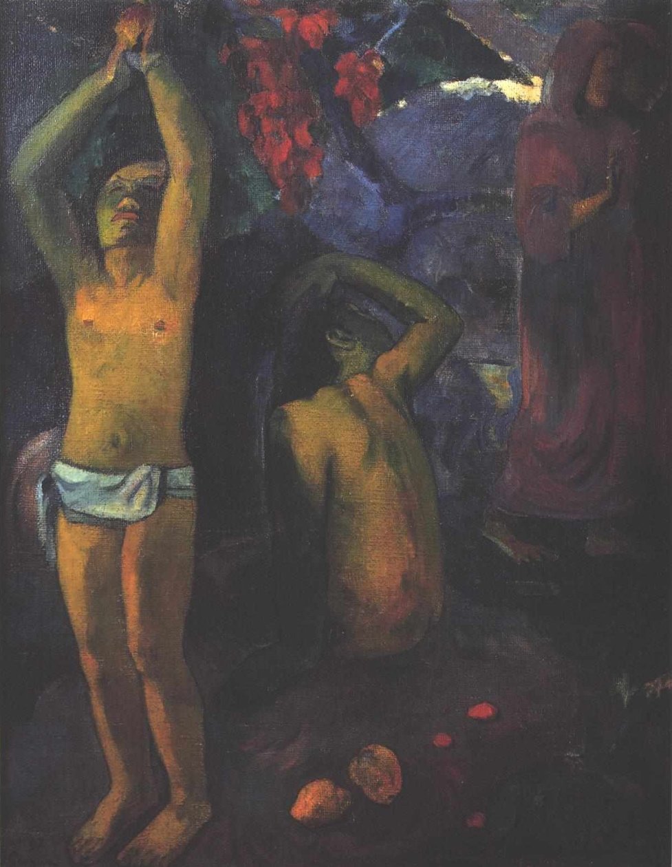 Tahitischer Mann mit erhobenen Armen av Paul Gauguin