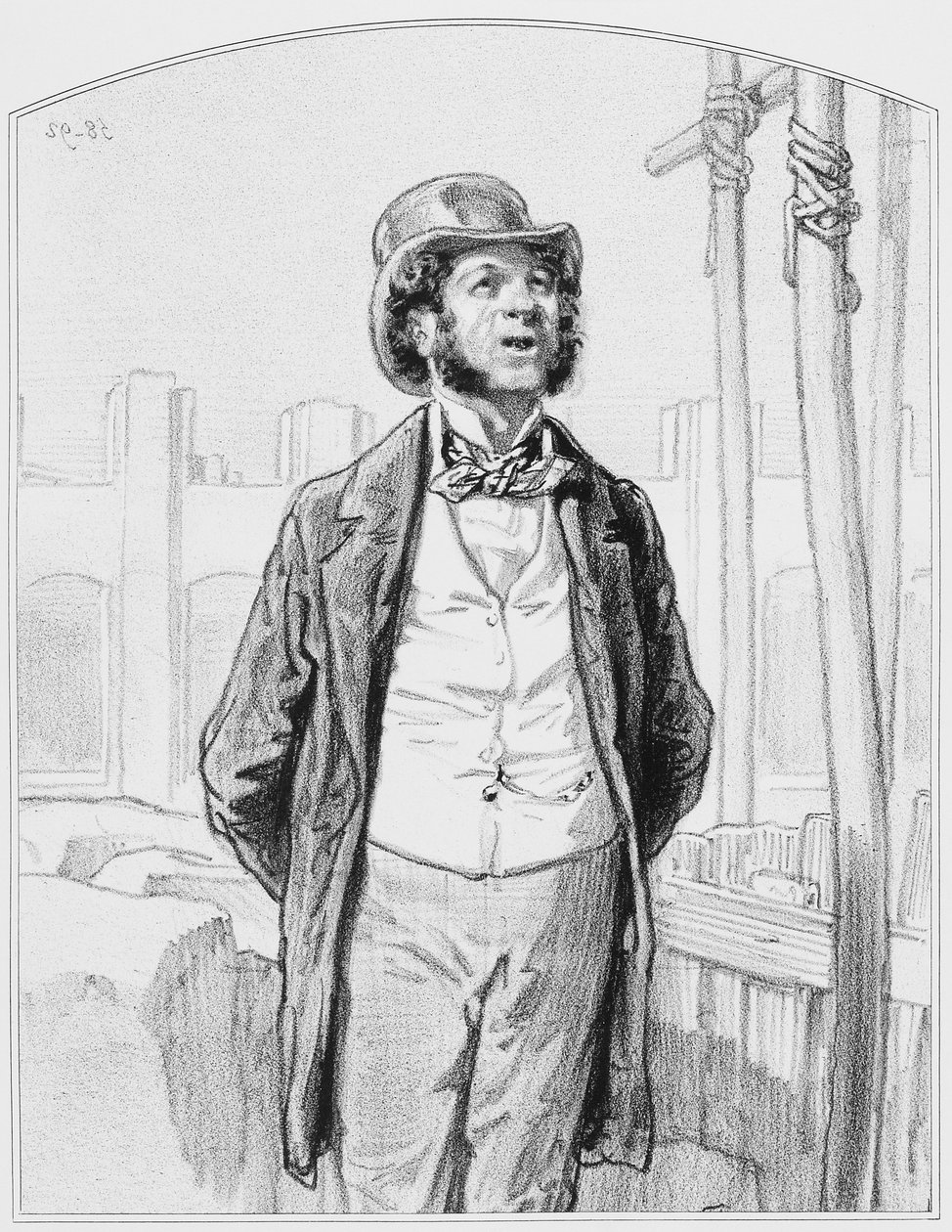 Privat inspektör för offentliga arbeten, skylt 13 från Les Toquades, 1858 av Paul Gavarni