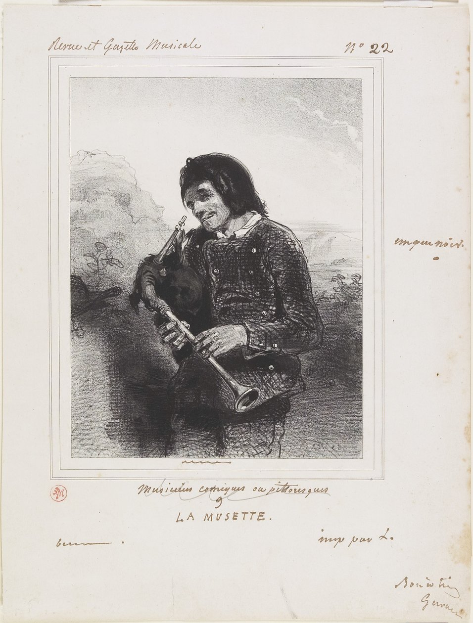 La Musette (Säckpipspelaren), 1844 av Paul Gavarni