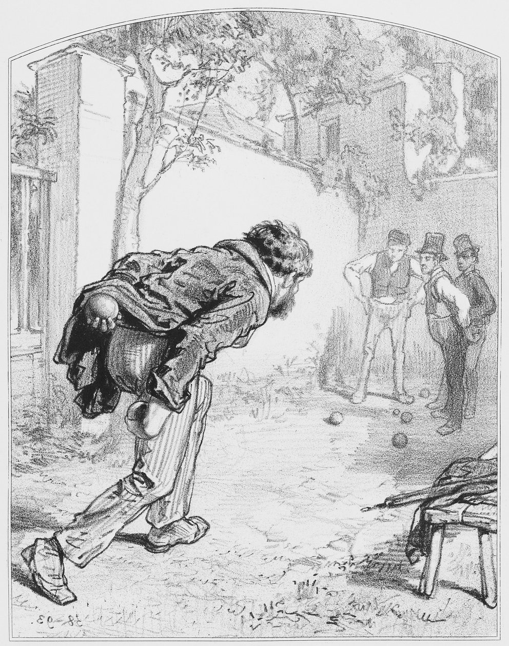 Les boules, platta 11 från Les Toquades, 1858 av Paul Gavarni