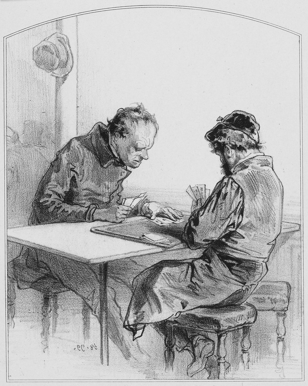Korten, plansch 20 från Les Toquades, 1858 av Paul Gavarni