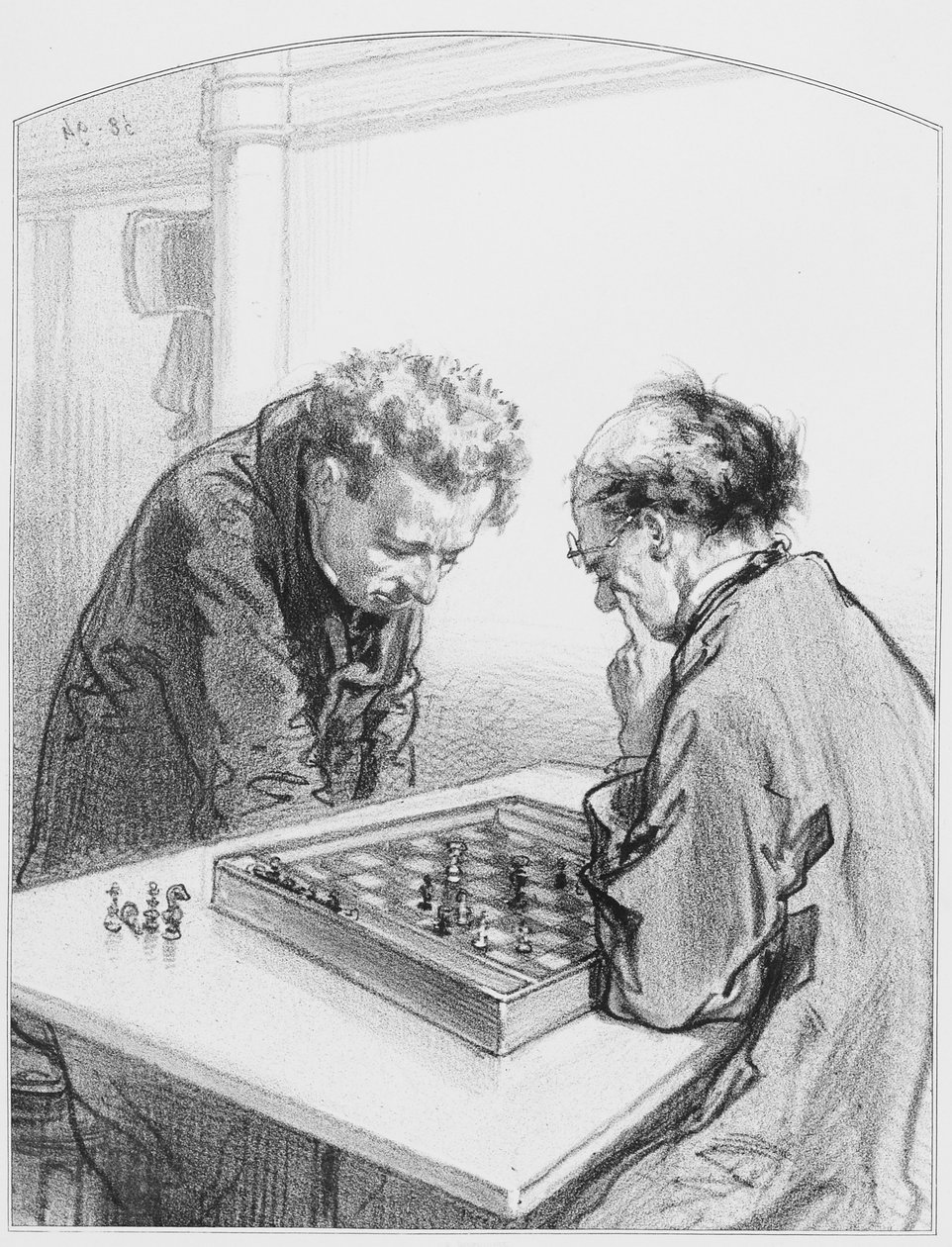 Schack, tavla 15 från Les Toquades, 1858 av Paul Gavarni