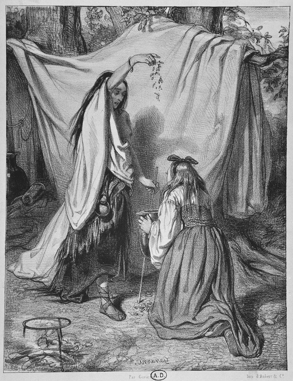 Häxa som förbereder en kärlek Philtre, ca. 1840 av Paul Gavarni