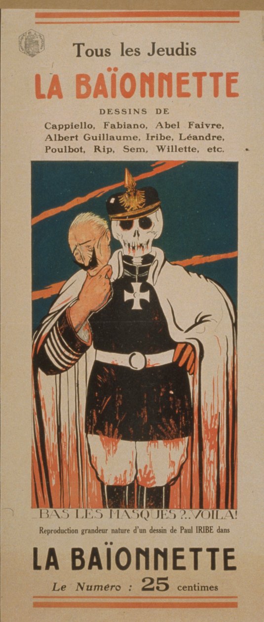 "La Baïonnette." Varje torsdag. Av med maskerna. . . Där är den!, 1916 av Paul Iribe