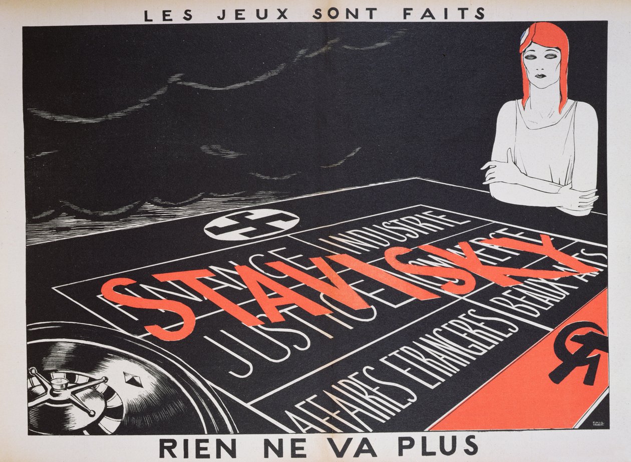 "Rien ne va Plus", karikatyr om Stavisky-affären, från broschyren "Parlons Francais", 1934. av Paul Iribe