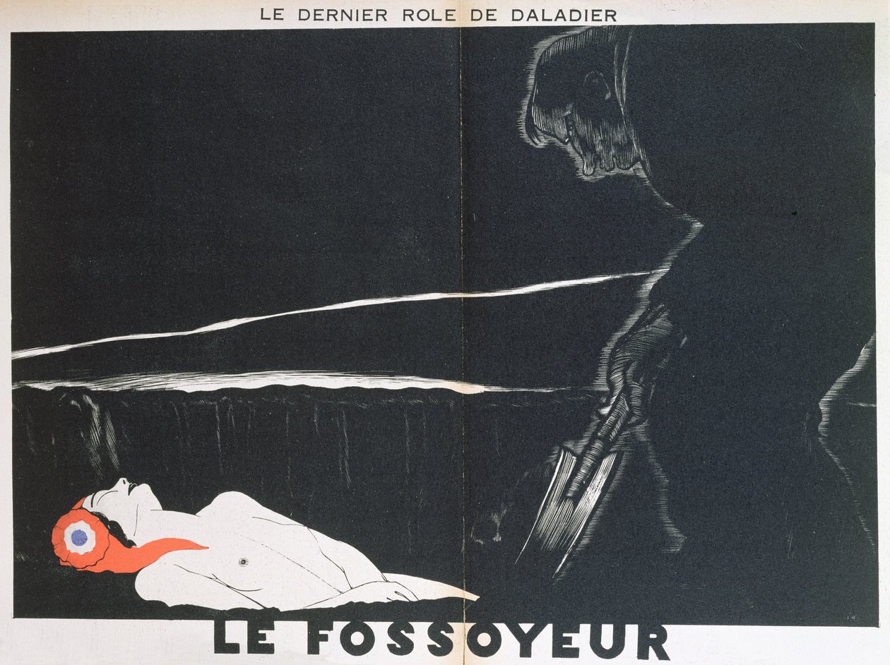 Gravedigger, karikatyr av Edouard Daladier (1884-1970) som begraver Marianne, från 