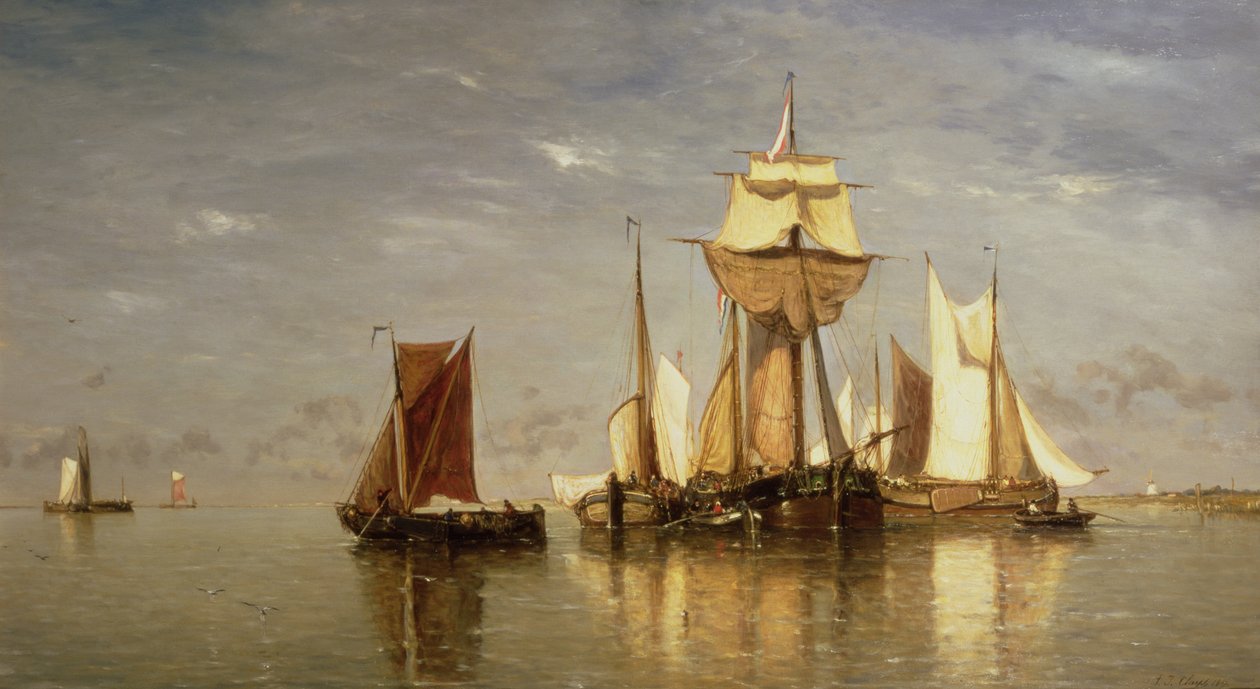 Lugn på Scheldt, 1867 av Paul Jean Clays