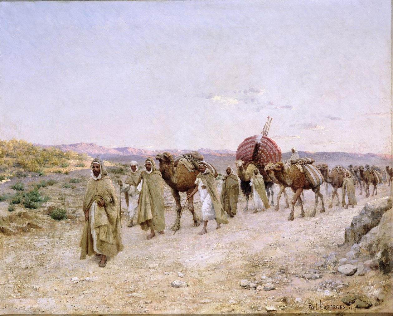 En husvagn nära Biskra, 1892 av Paul John Baptiste Lazerges