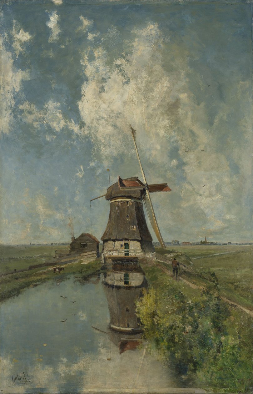 En väderkvarn på en poldervattenväg, känd som i juli månad, c.1889 av Paul Joseph Constantin Gabriel