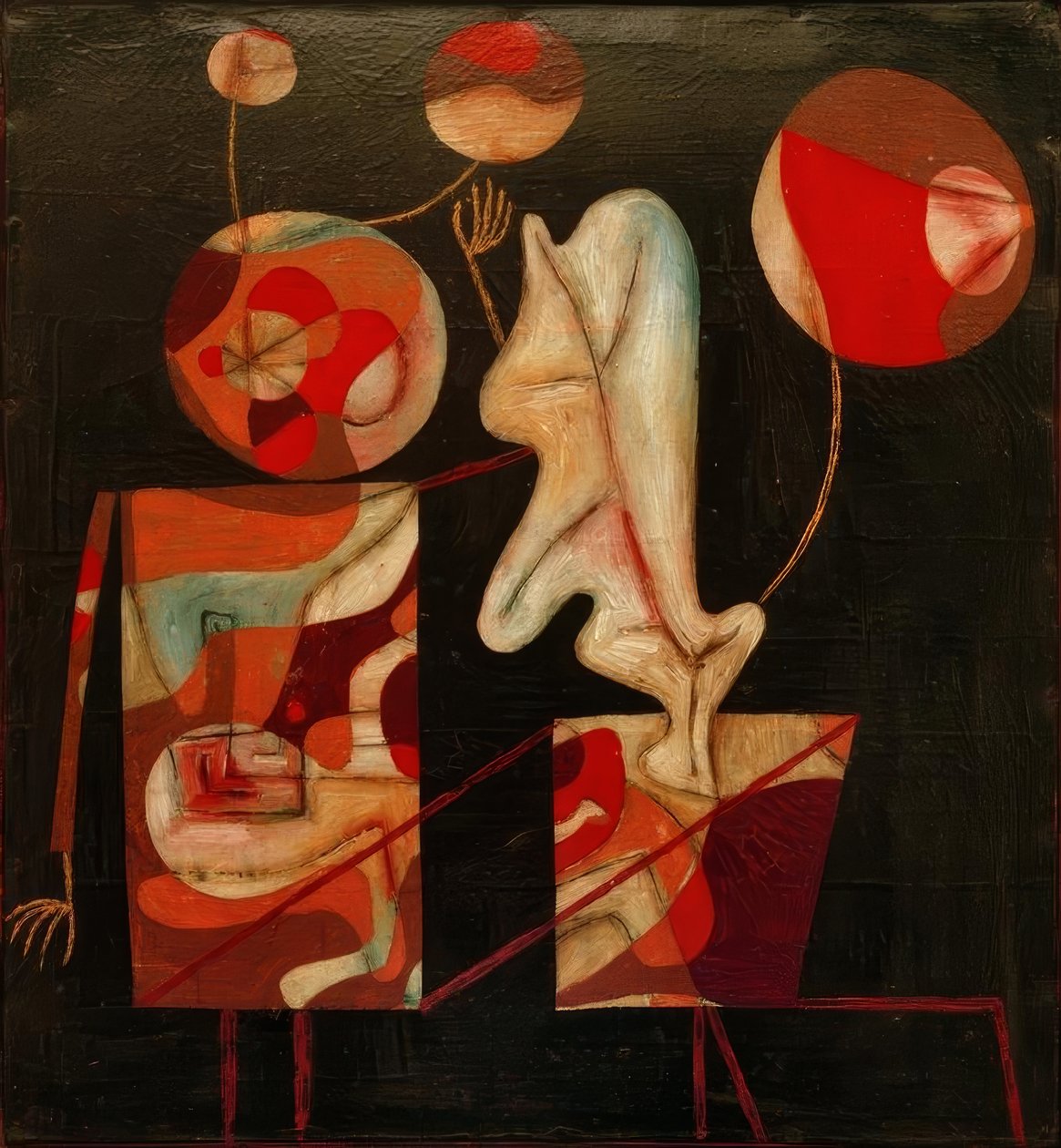 Marionetter (färgad på svart) av Paul Klee