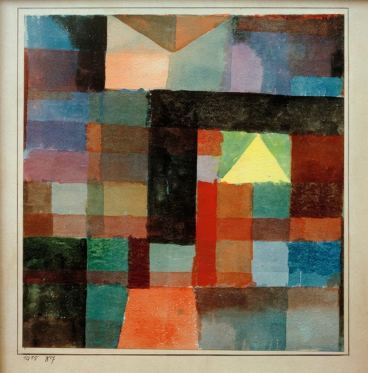Rumsarkitektur med den gula pyramiden / kall-varm av Paul Klee