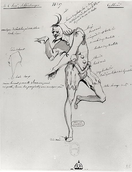 Kostymdesign för en akrobat i Benvenuto Cellini av Hector Berlioz (1803-69) 1838 av Paul Lormier