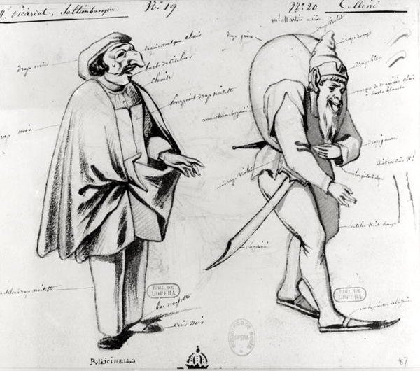 Kostymdesign för två akrobater i Benvenuto Cellini av Hector Berlioz (1803-69) 1838 av Paul Lormier