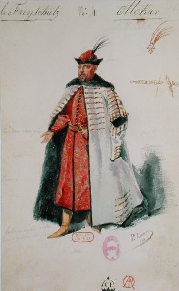 Prins Ottocar från operan Der Freischutz av Carl Maria von Weber (1786-1826) 1841 (wc på papper) av Paul Lormier