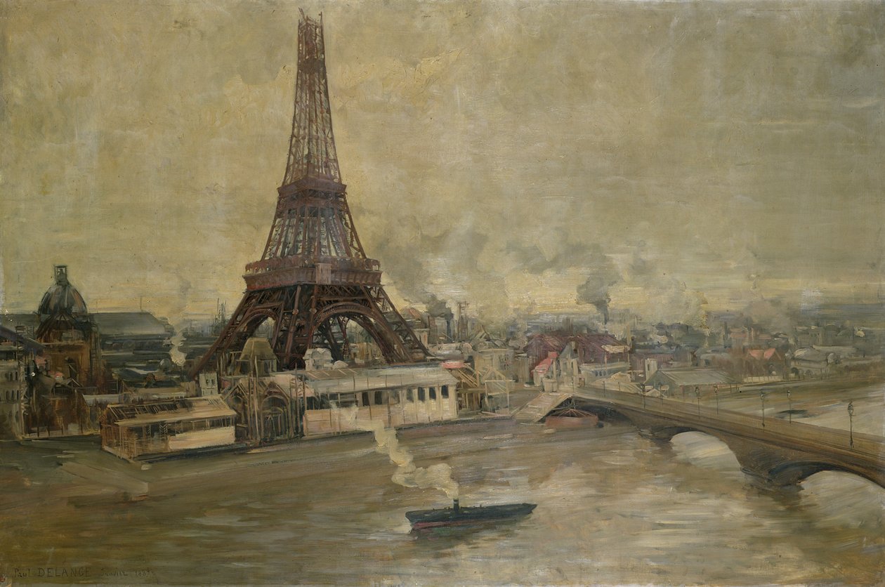 Konstruktionen av Eiffeltornet, januari 1889 av Paul Louis Delance