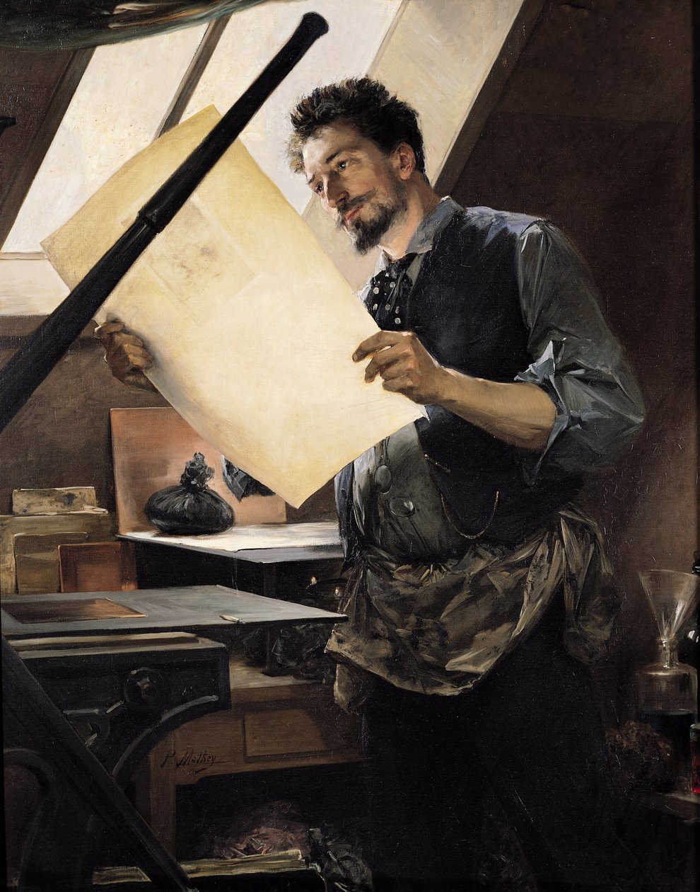Felicien Rops (1833-98) i sin ateljé av Paul Mathey