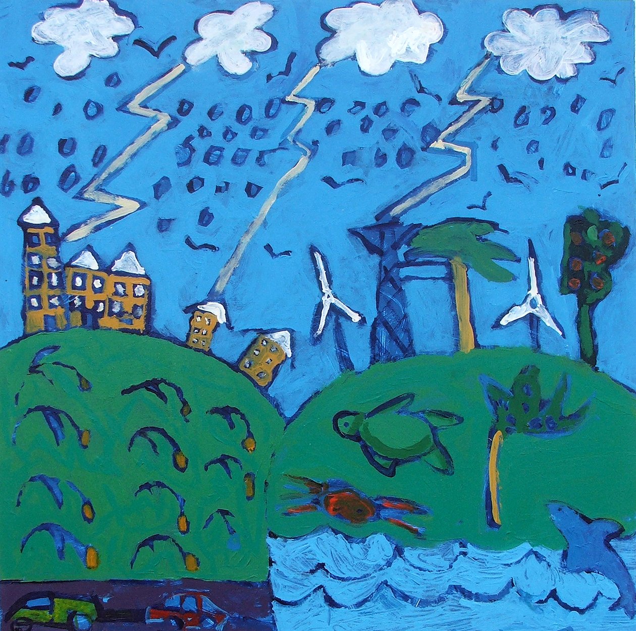 Global Warming (akryl ombord) av Paul Powis